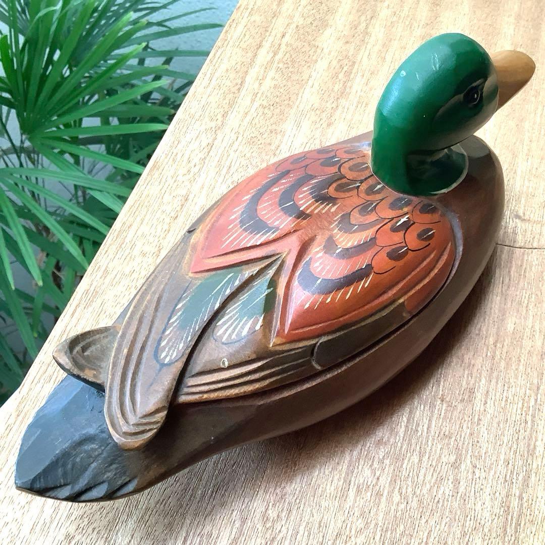 民藝　裕仁作　木彫り　真鴨・デコイ　インテリアオブジェ