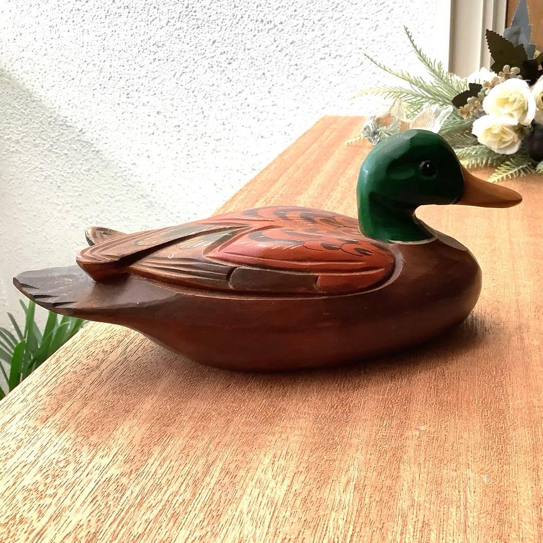 民藝　裕仁作　木彫り　真鴨・デコイ　インテリアオブジェ