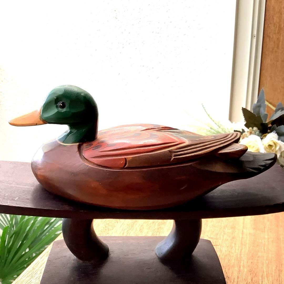 民藝　裕仁作　木彫り　真鴨・デコイ　インテリアオブジェ