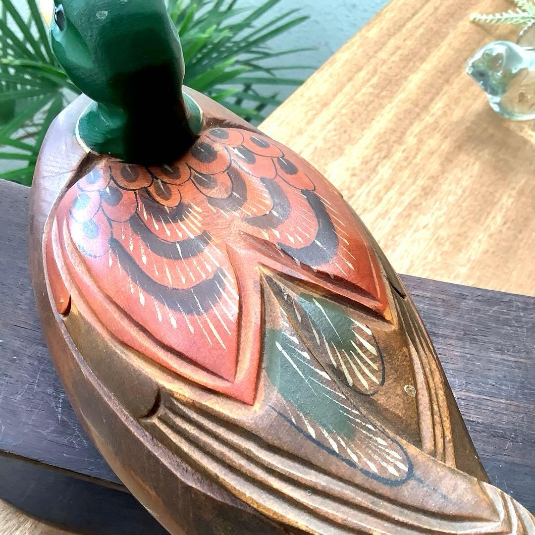 民藝　裕仁作　木彫り　真鴨・デコイ　インテリアオブジェ