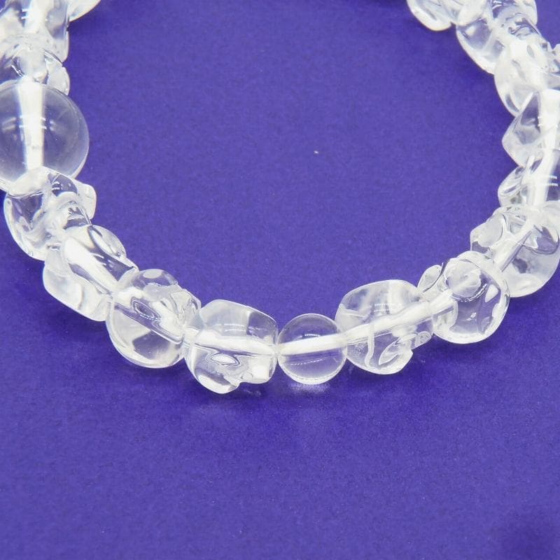 蔵出し特価京都製造上彫り腕輪念珠★本水晶 骸骨彫り★手彫りドクロ 桐箱付き