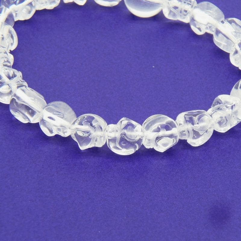 蔵出し特価京都製造上彫り腕輪念珠★本水晶 骸骨彫り★手彫りドクロ 桐箱付き