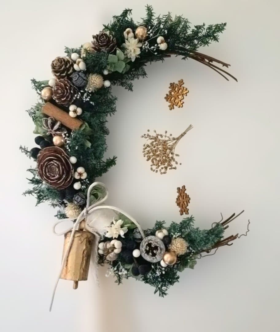 ♡Rusty♡ドライフラワー三日月リースWintermixリンゴリース♡