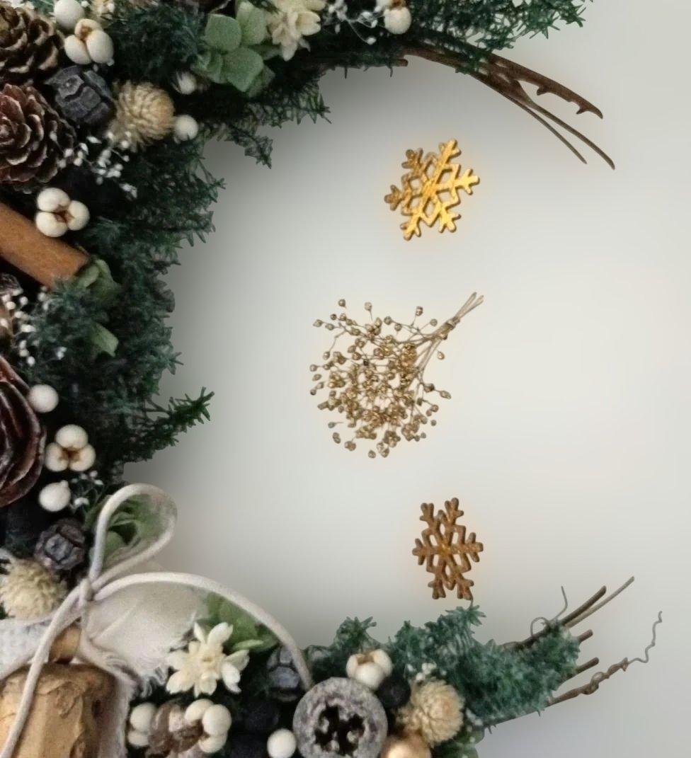 ♡Rusty♡ドライフラワー三日月リースWintermixリンゴリース♡