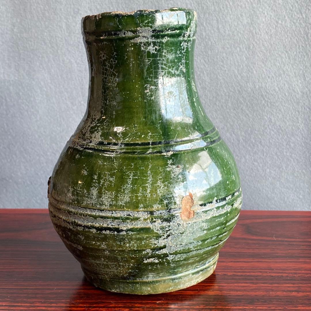 緑釉小壷　出土品　奈良時代〜平安時代　骨董品