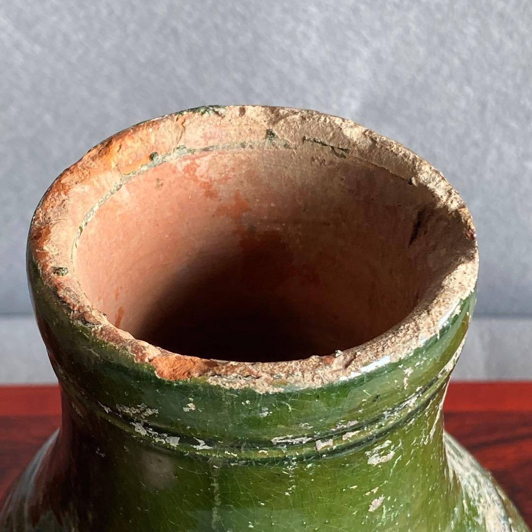 緑釉小壷　出土品　奈良時代〜平安時代　骨董品