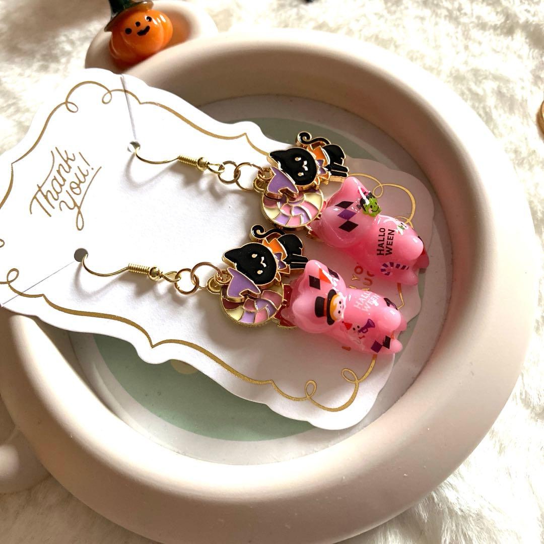 ☆Halloween猫ちゃんピアス☆A( ᜊº-° )ᜊ