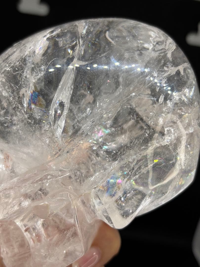 早い者勝ち‼️高品質✨水晶スカル　虹入り　骸骨　置物　値下げ不可
