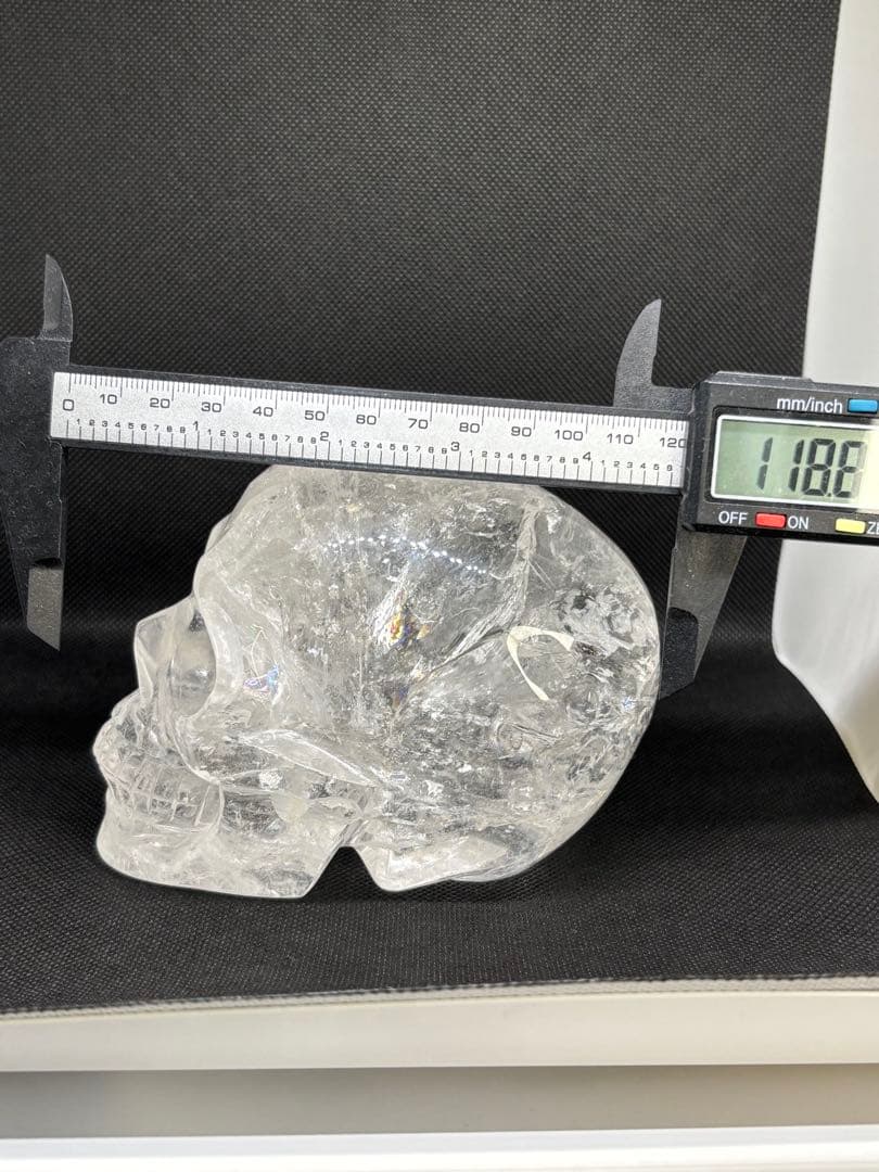 早い者勝ち‼️高品質✨水晶スカル　虹入り　骸骨　置物　値下げ不可