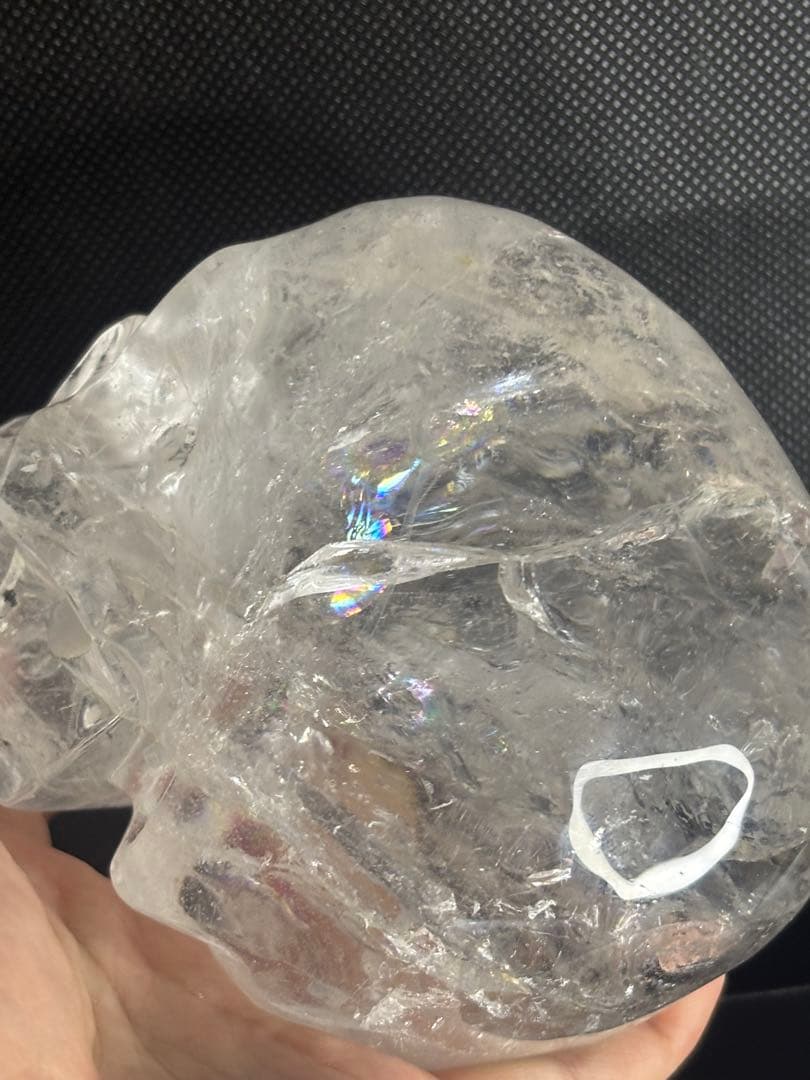 早い者勝ち‼️高品質✨水晶スカル　虹入り　骸骨　置物　値下げ不可