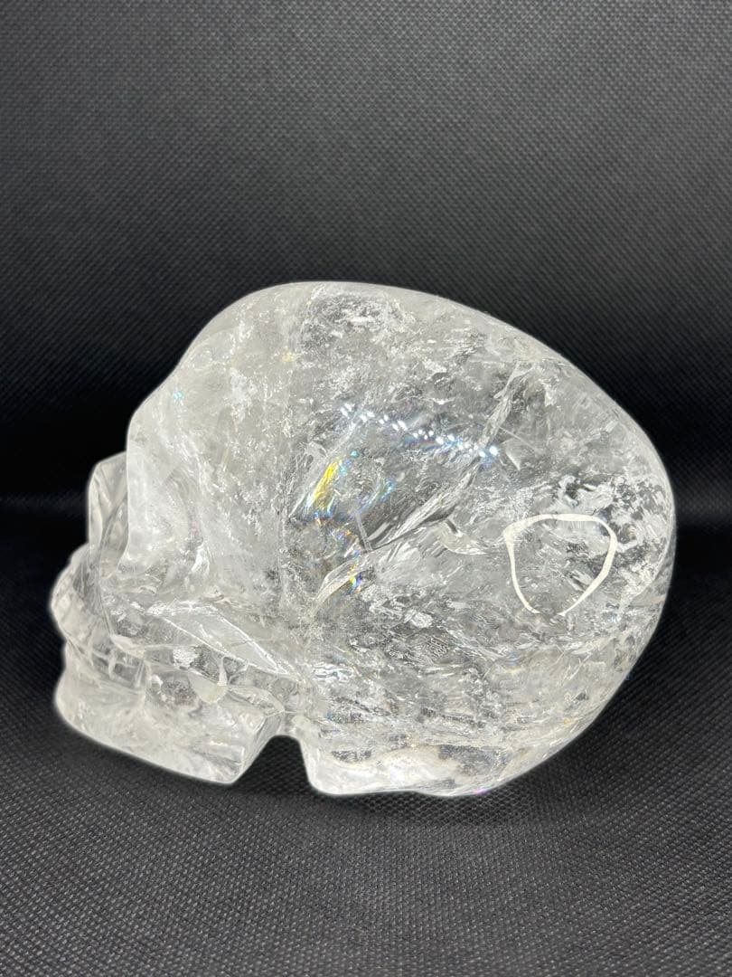 早い者勝ち‼️高品質✨水晶スカル　虹入り　骸骨　置物　値下げ不可