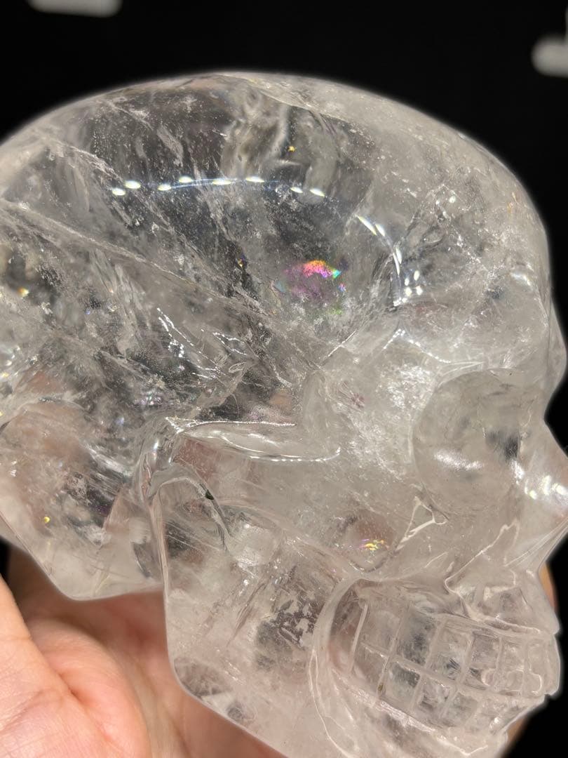 早い者勝ち‼️高品質✨水晶スカル　虹入り　骸骨　置物　値下げ不可