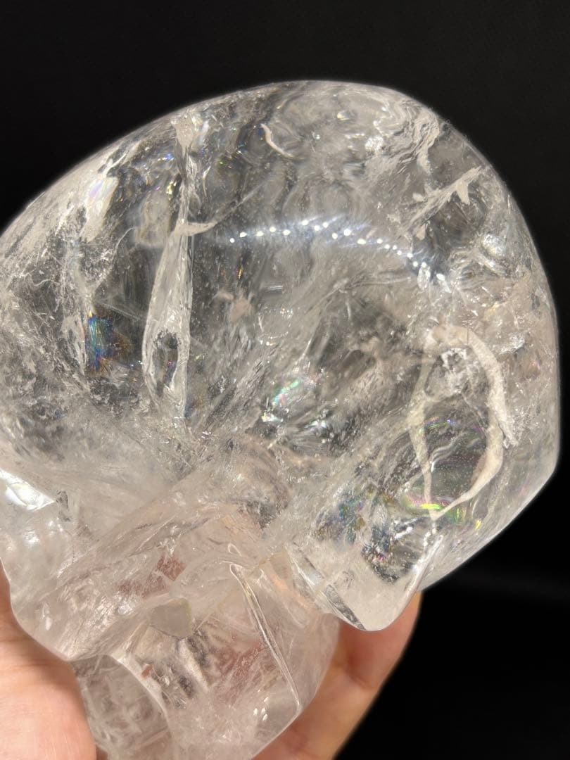 早い者勝ち‼️高品質✨水晶スカル　虹入り　骸骨　置物　値下げ不可