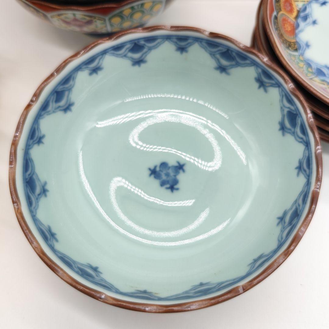 有田焼 聖山窯　丸紋 古伊万里 高台小鉢　小皿 10客 金彩 赤絵