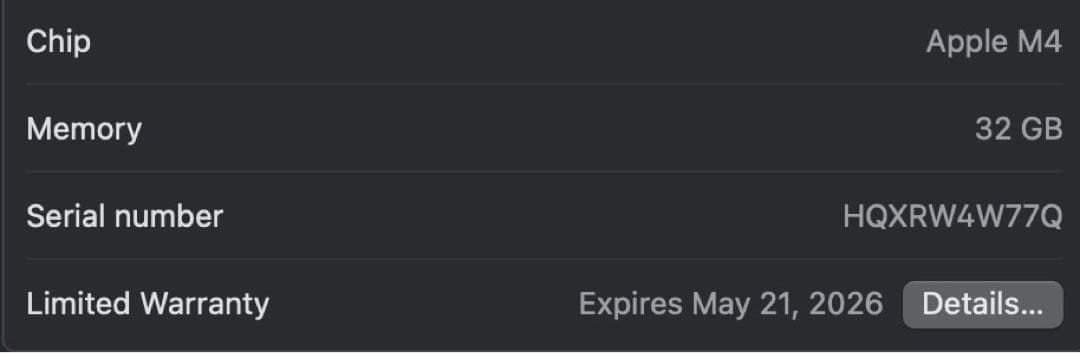 AppleMacBookAir 2025 M4 32GB/1TB スペースグレー