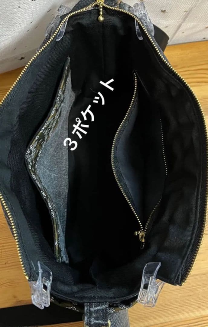 グレーデニムリメイクバッグ（M）No.993☆ショルダーバッグ　斜めがけバッグ