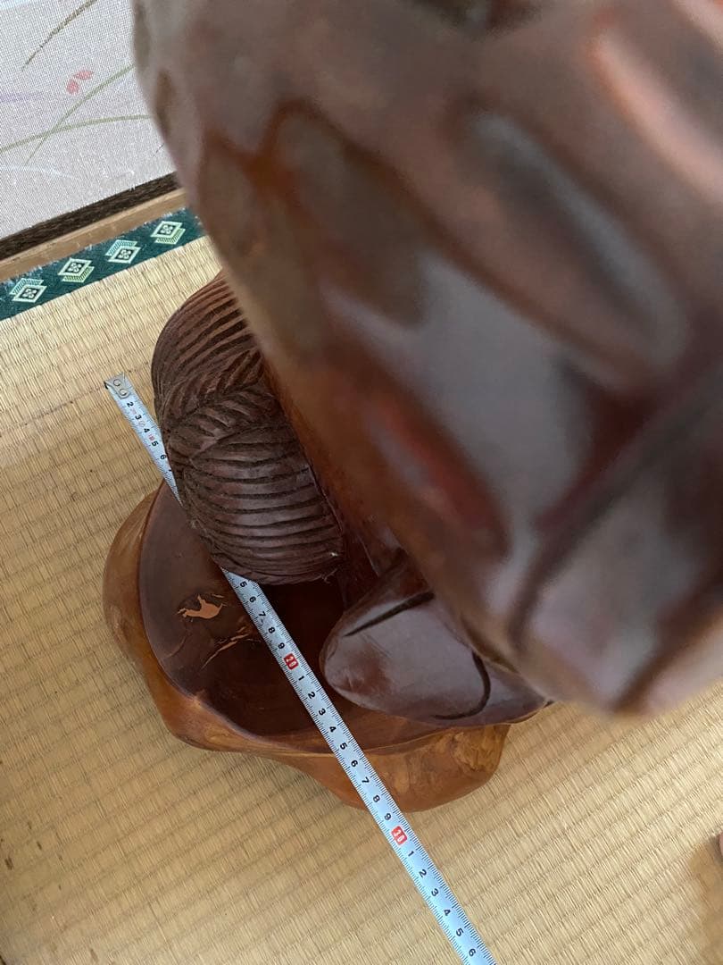 恵比寿と大黒天の木像　七福神　商売繁盛　大漁　財福　骨董　台座付　特大