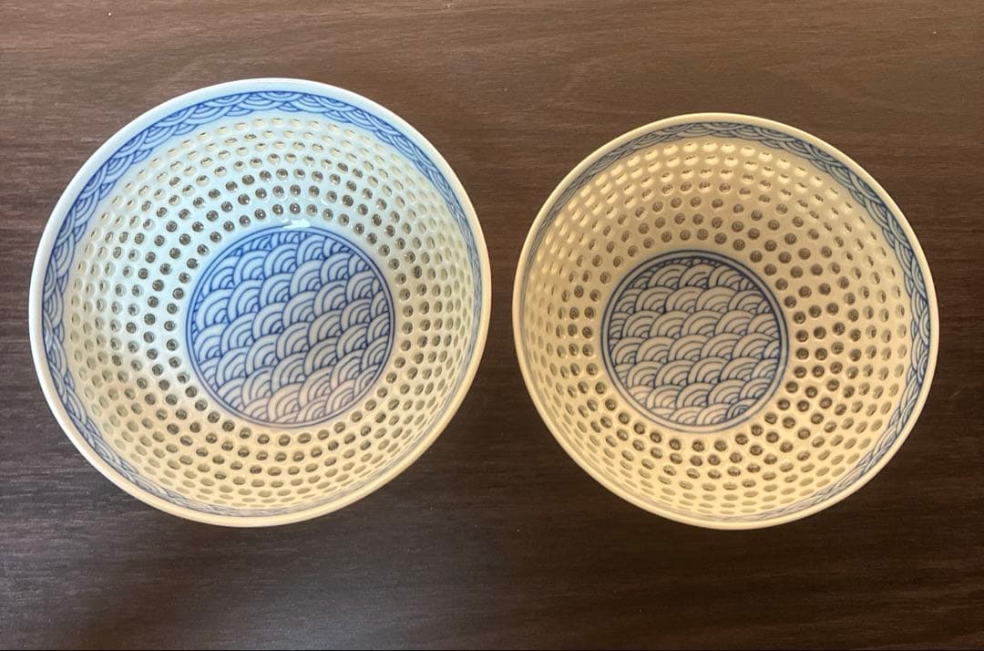 波佐見焼　丹心窯　水晶彫 水晶青海波　夫婦茶碗　和食器