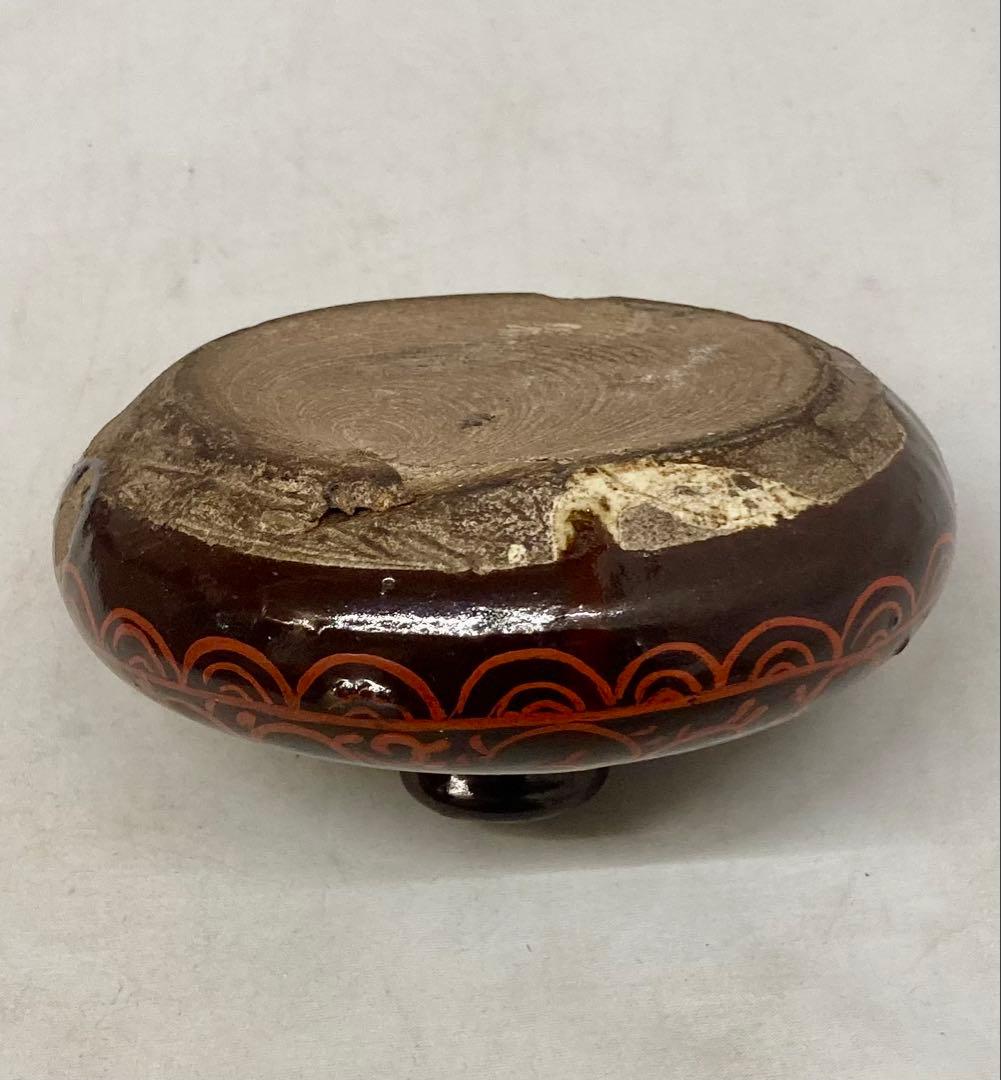 B595s 三つ葉葵紋唐草油壷　髪油　一輪挿　骨董陶器