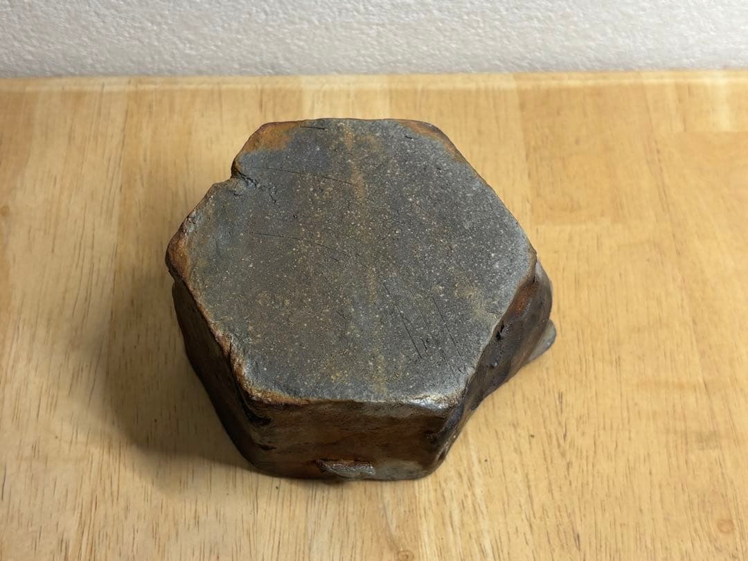 119. 備前焼 宝瓶 登り窯 梅 6角 手びねり 急須