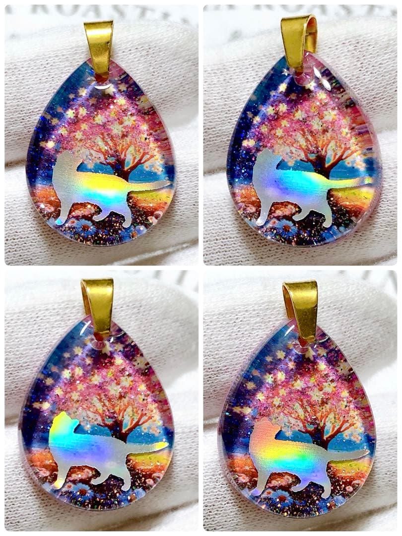 ⭐️ワン⭐️No.1830 レジン ペンダントトップ 猫 ねこ ネコ ♡