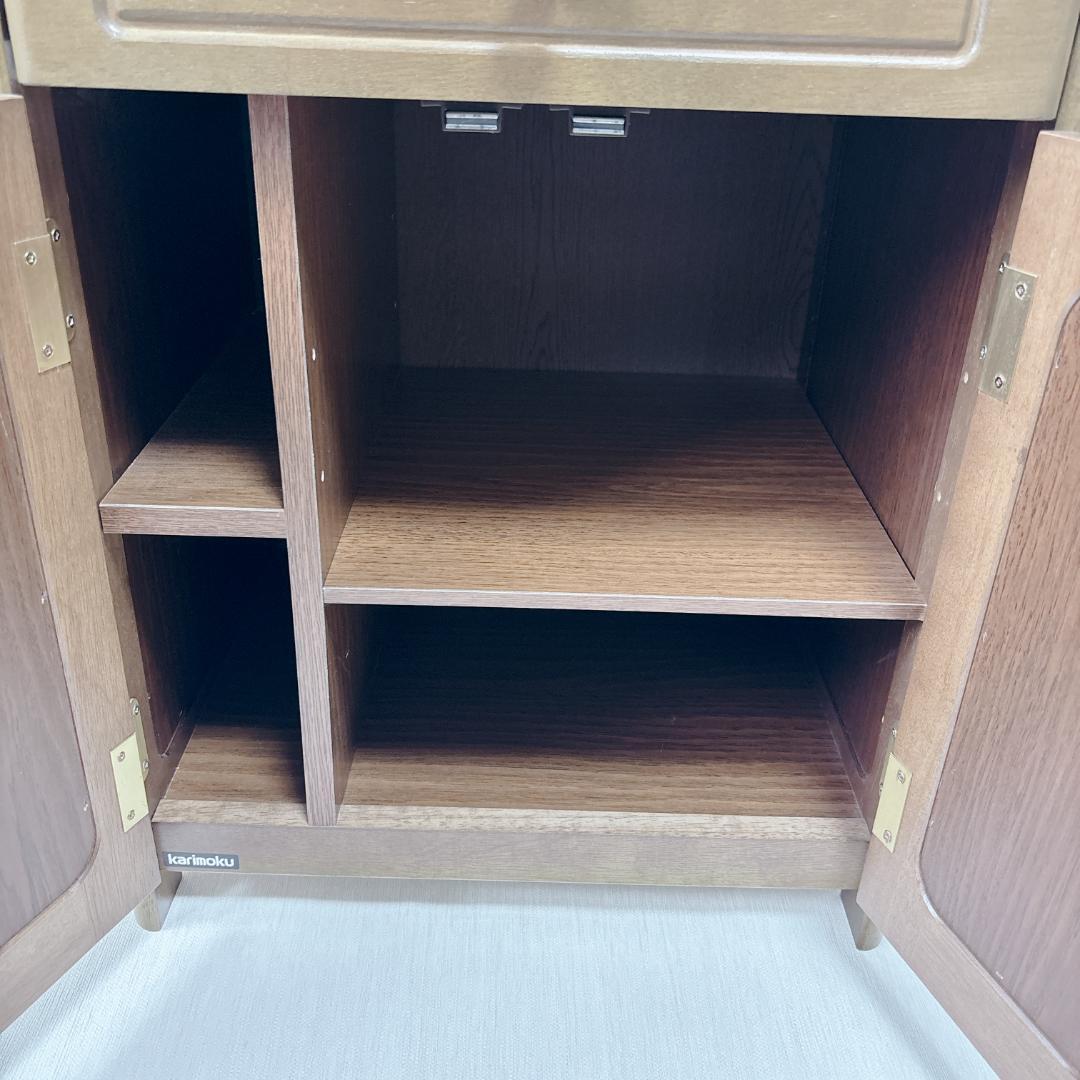 【美品】karimoku カリモク サイドチェスト 電話台 コンセント付 木製