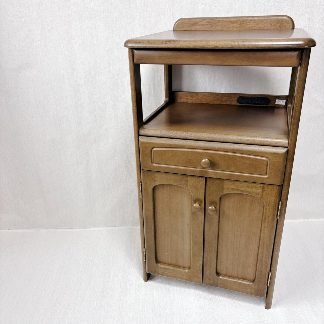 【美品】karimoku カリモク サイドチェスト 電話台 コンセント付 木製
