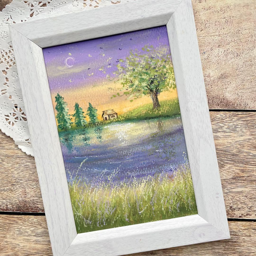 オイルパステル画　アクリル画　魔法にかかった場所No.5 お取り置き品　3点