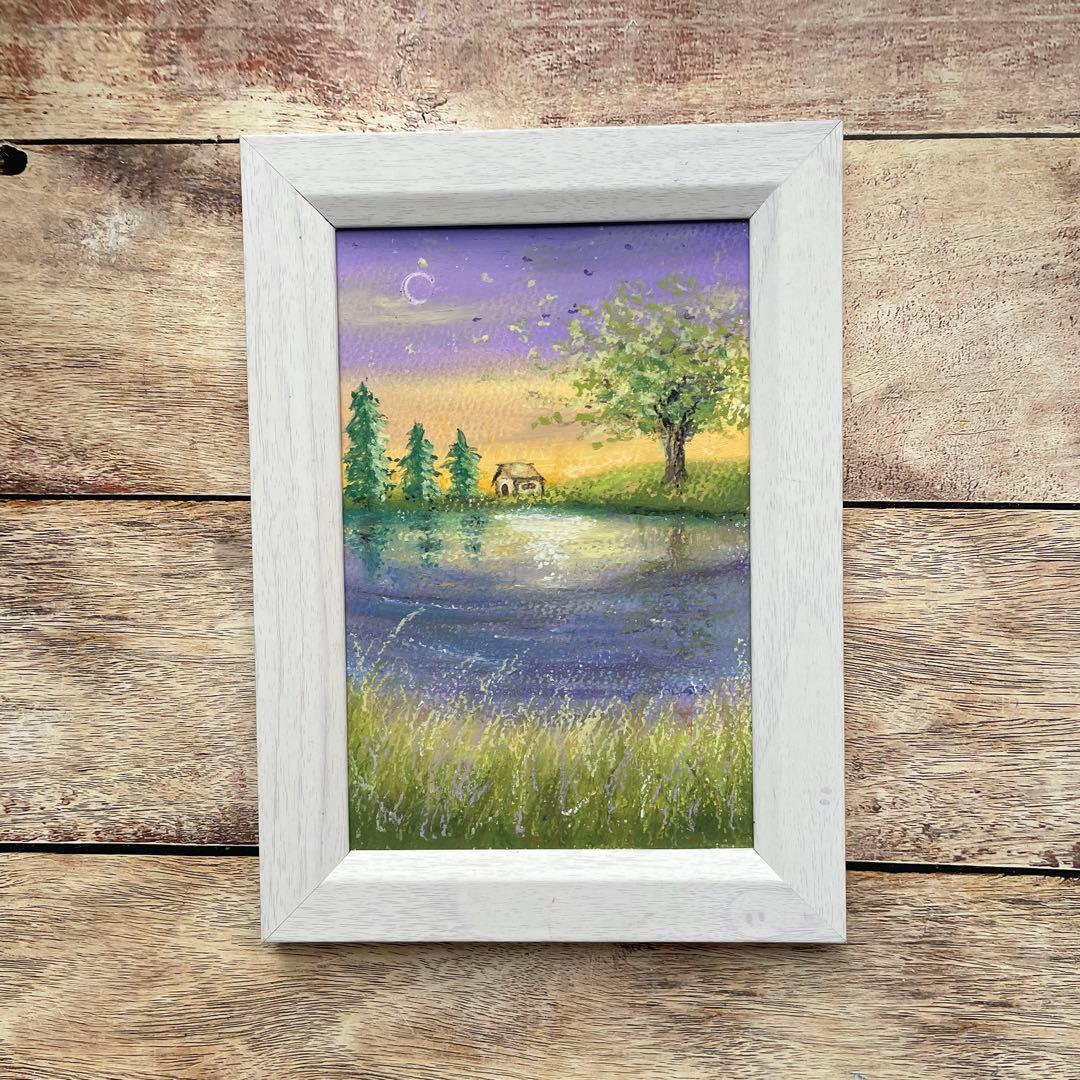 オイルパステル画　アクリル画　魔法にかかった場所No.5 お取り置き品　3点