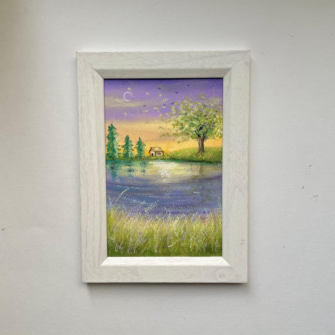 オイルパステル画　アクリル画　魔法にかかった場所No.5 お取り置き品　3点