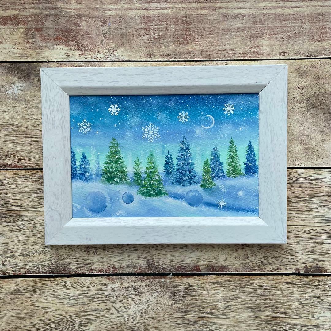 オイルパステル画　アクリル画　魔法にかかった場所No.5 お取り置き品　3点