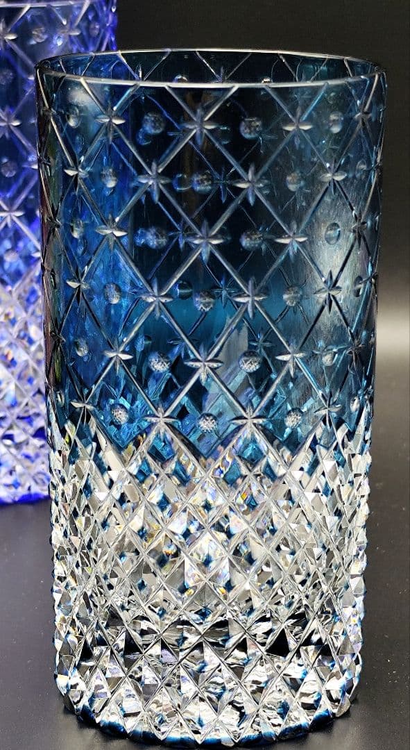 未使用品☆篠崎清一 江戸切子「連星」タンブラーグラス（切子 江戸切子 薩摩切子）