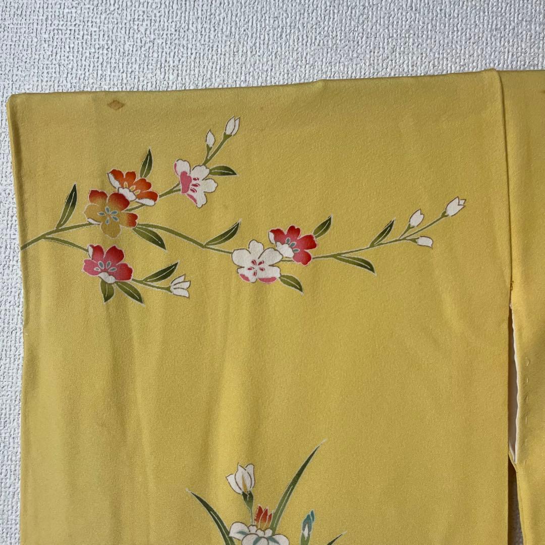 七五三　5歳　7歳　黄色　生絹　花柄　フルセットアンティーク