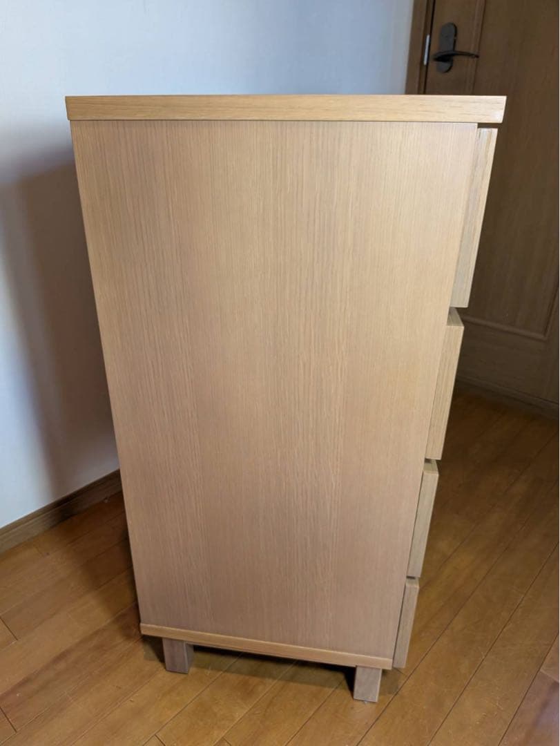 ■送料込■無印 木製チェスト 4段ワイド オーク 衣類収納 廃盤 タンス 棚