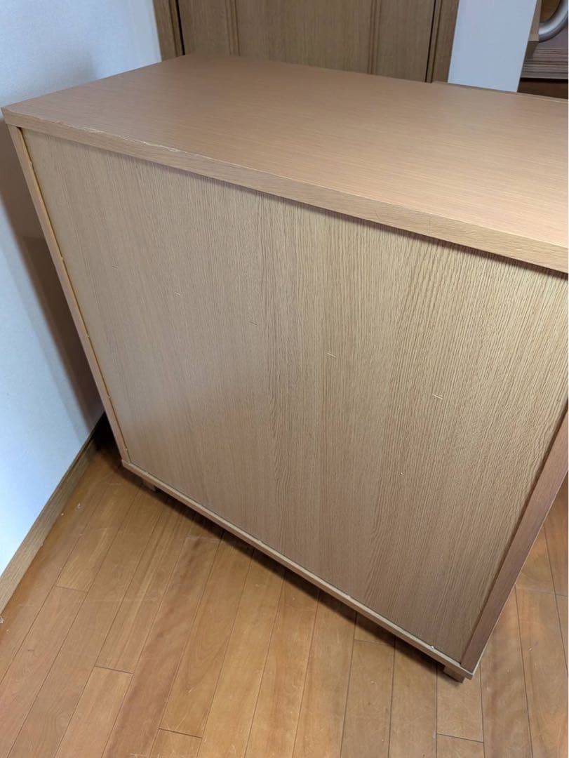 ■送料込■無印 木製チェスト 4段ワイド オーク 衣類収納 廃盤 タンス 棚