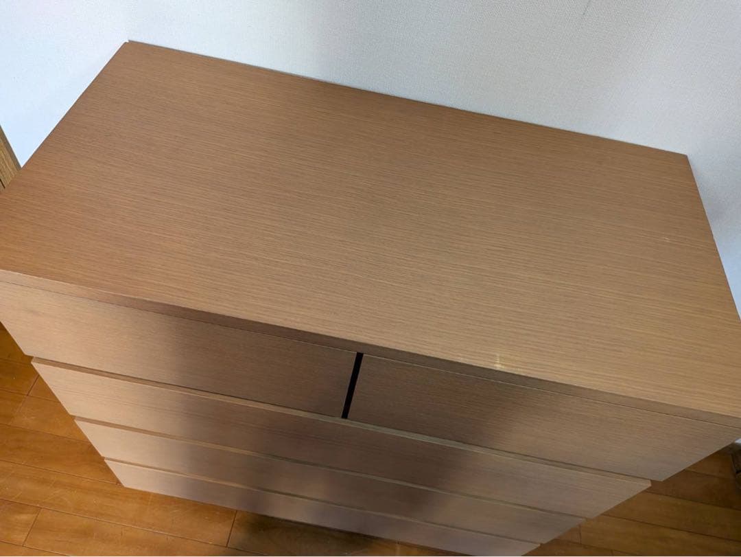 ■送料込■無印 木製チェスト 4段ワイド オーク 衣類収納 廃盤 タンス 棚