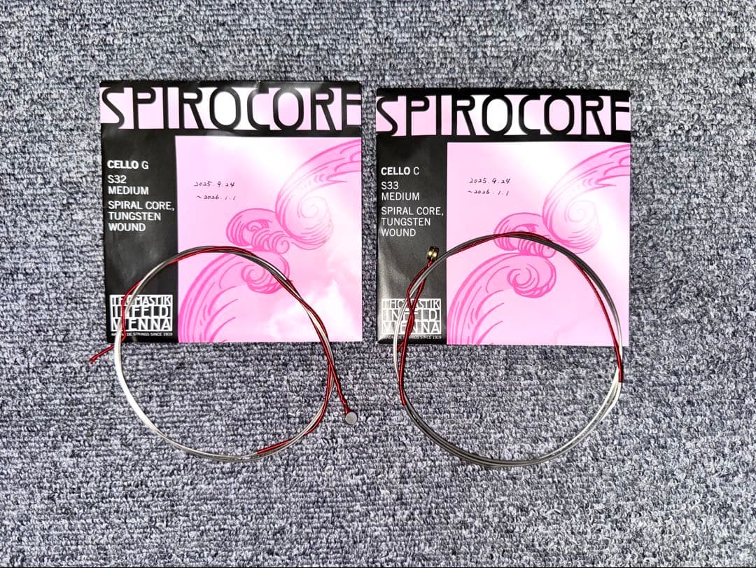 【ぽそ】中古チェロ弦 スピロコア タングステン巻 G,C線