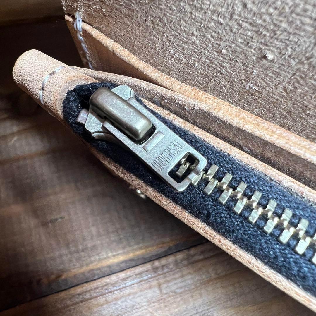 【トラッカーウォレット ロング　2層】 ナチュラル 本革 ハンドメイド