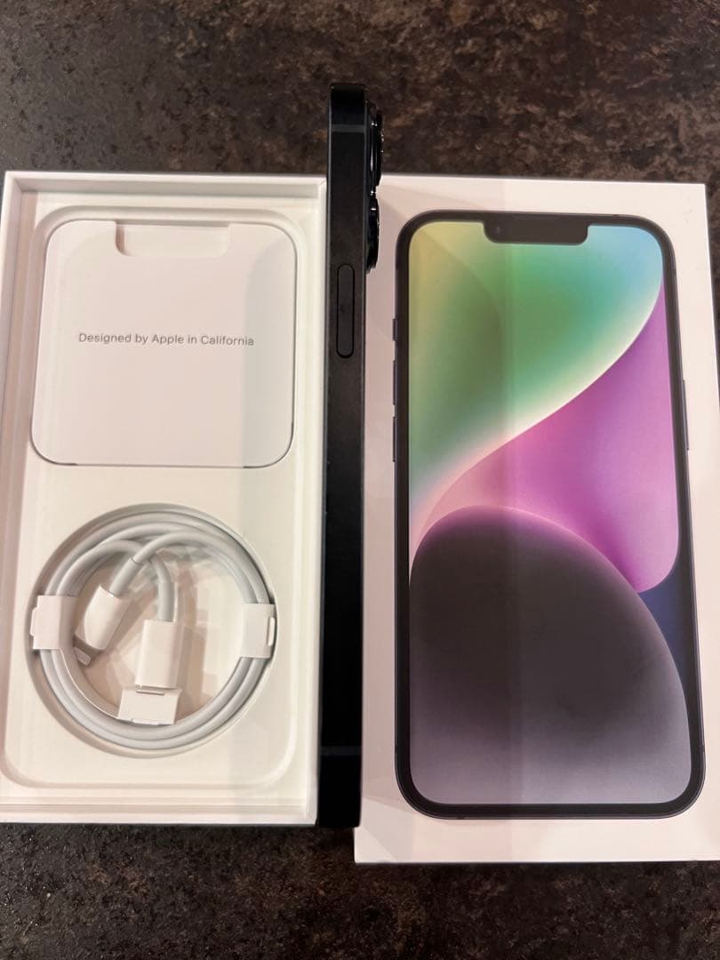 iPhone 14 128GB ミッドナイト （黒）未使用充電ケーブル付き