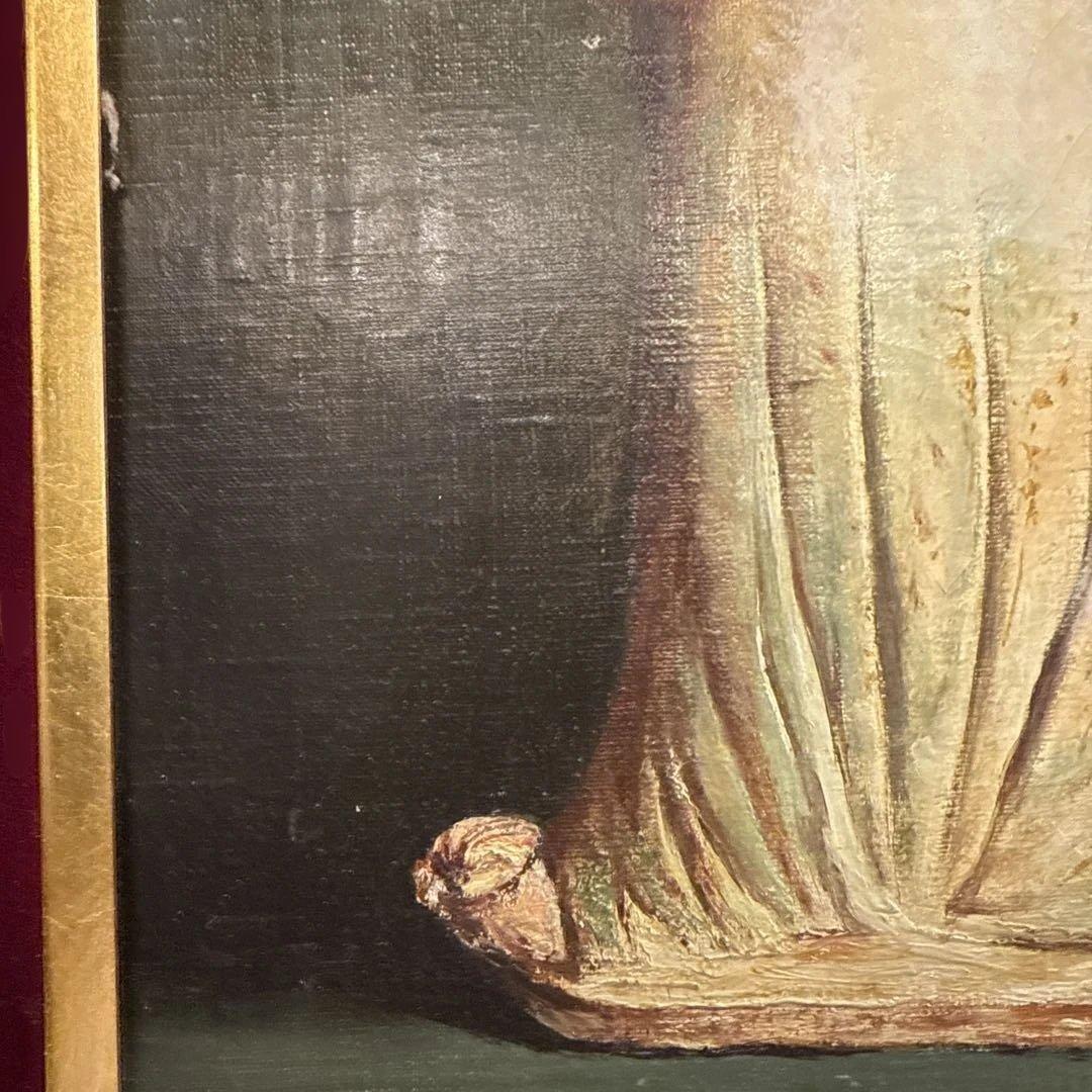 油彩画　唐　加彩婦人俑図　赤松克巳先生