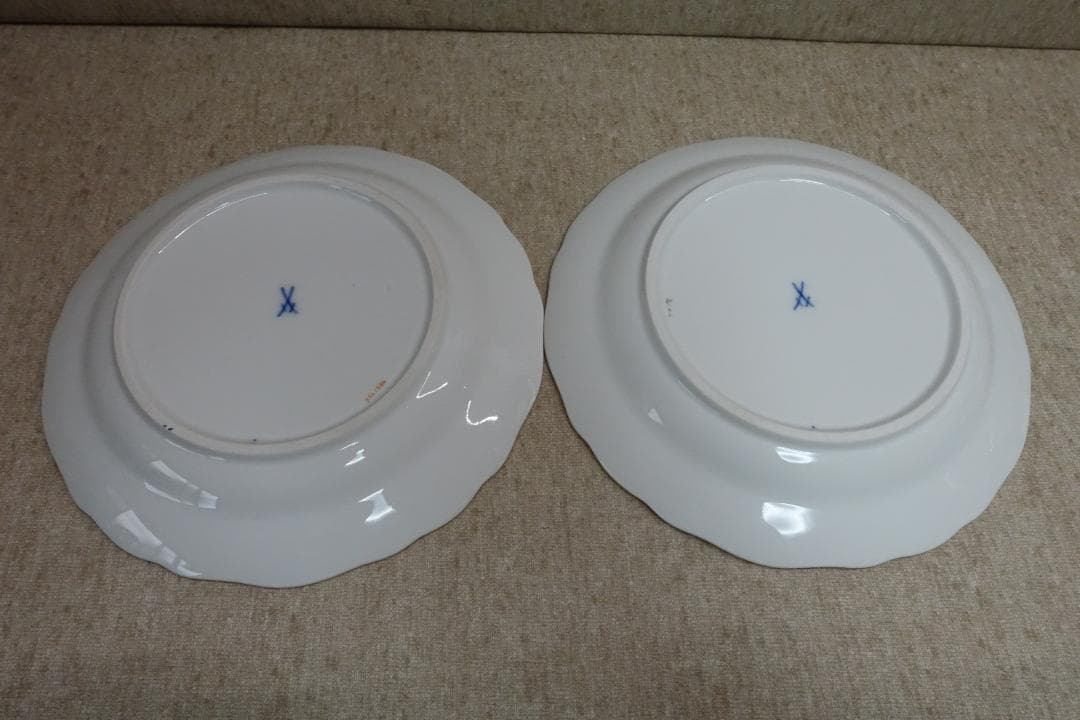 マイセン ピンクローズ 金彩プレートペア