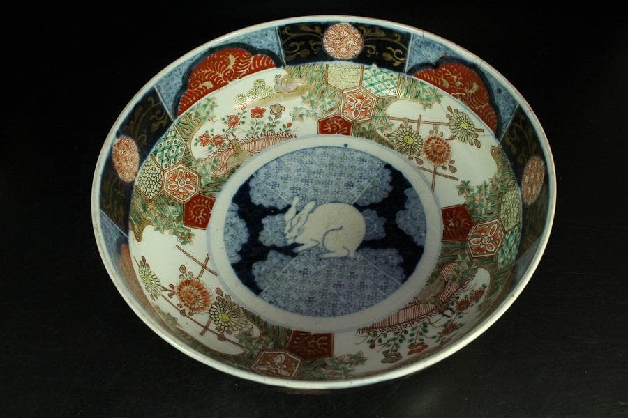 古伊万里 錦手 兎紋 大中小 三鉢 江戸末期(K-YC698)