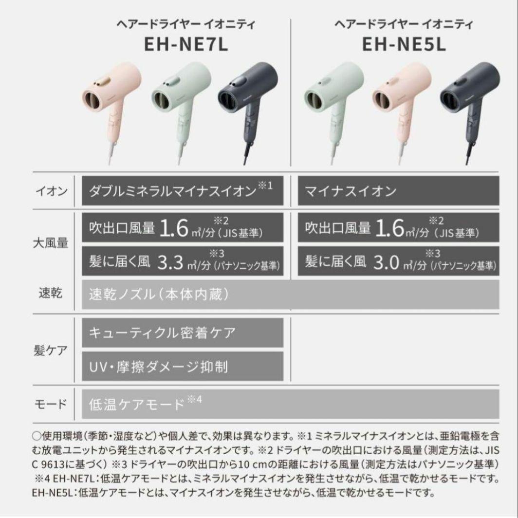 パナソニック ヘアードライヤー イオニティ EH-NE7L