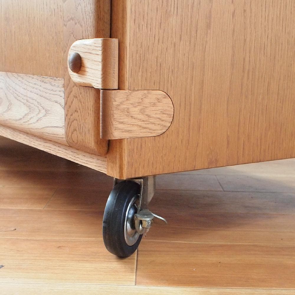 起立木工 キャスター付きキャビネット 収納 オーク材