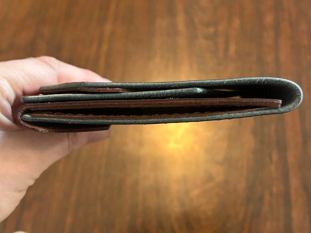 本革 ミニ財布 コンパクト財布 ハンドメイド レザー 手縫い 二つ折り　財布