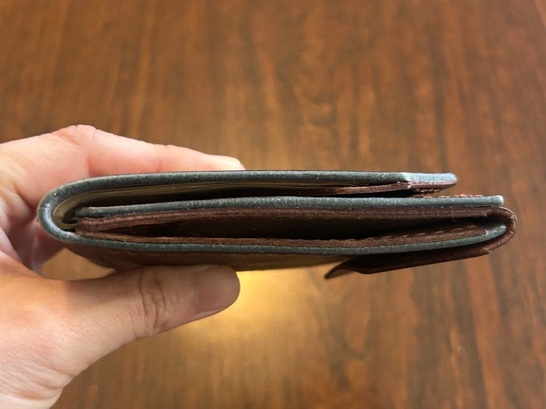 本革 ミニ財布 コンパクト財布 ハンドメイド レザー 手縫い 二つ折り　財布