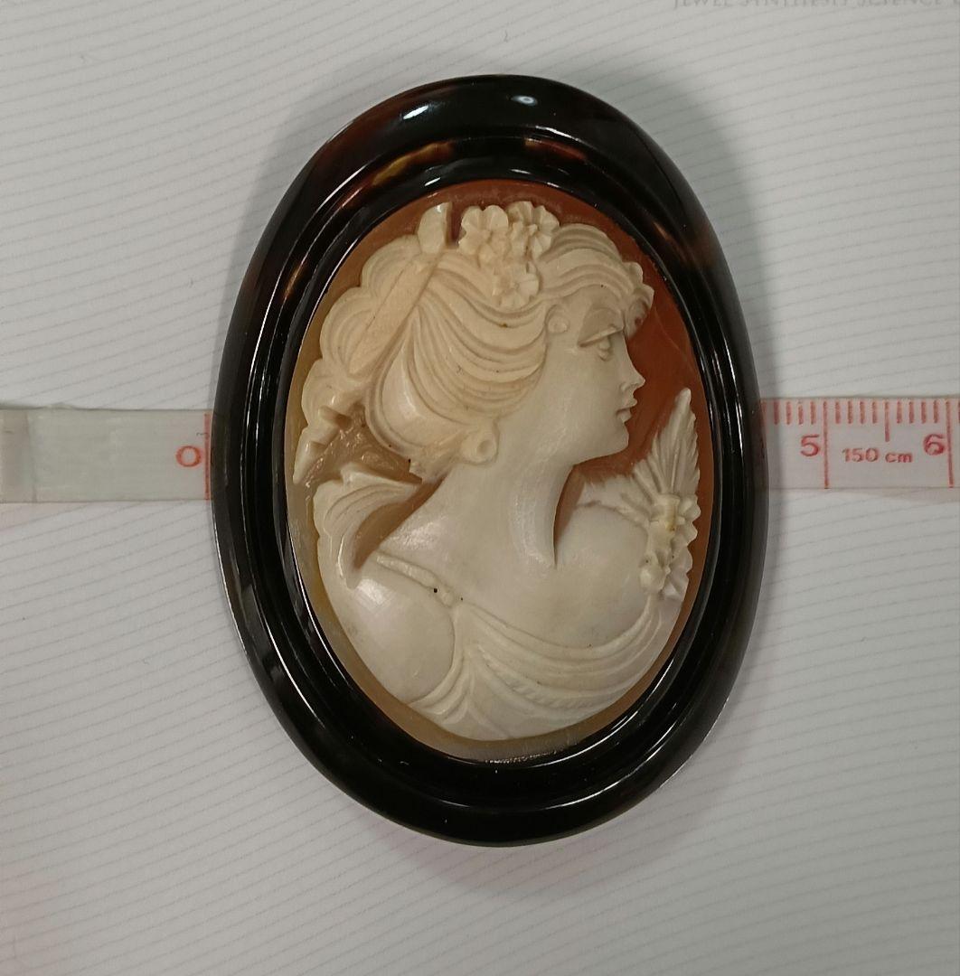 ［KM0062］天然シェルカメオ　天然べっ甲 美しい女性像　裸石