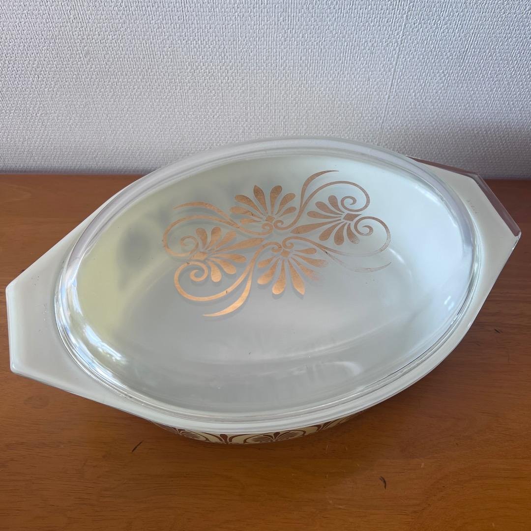 オールドパイレックス　PYREX  オーバルキャセロール　フタ付き
