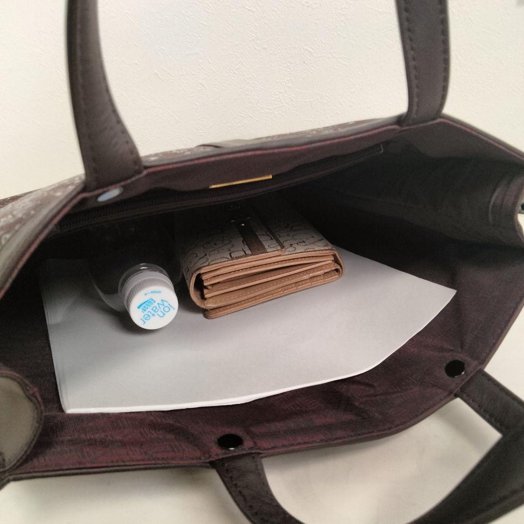 印傳屋 トートーバッグ 唐草 エンボス加工 鹿革 A4可 パープルブラウン