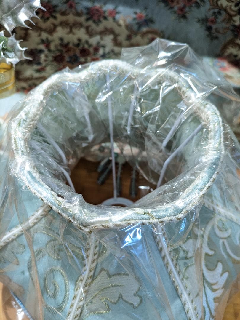 i☆【新品未開封】 ランプシェード テーブル 水色 青 ランプカバー 花柄 燭台